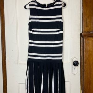 Black and white stripe 70s vintage midi dress